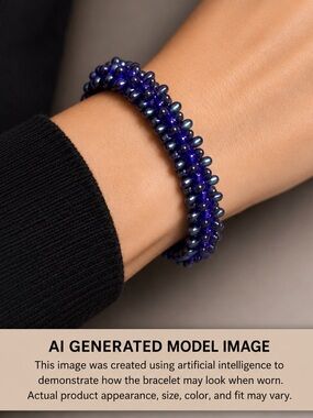 Czech Pressed Glass Teardrop in Royal Blue Stretch Bead Bracelet
